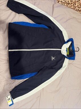 Nautica Navy White Royal Blue Colorblock Windbreaker Jacket